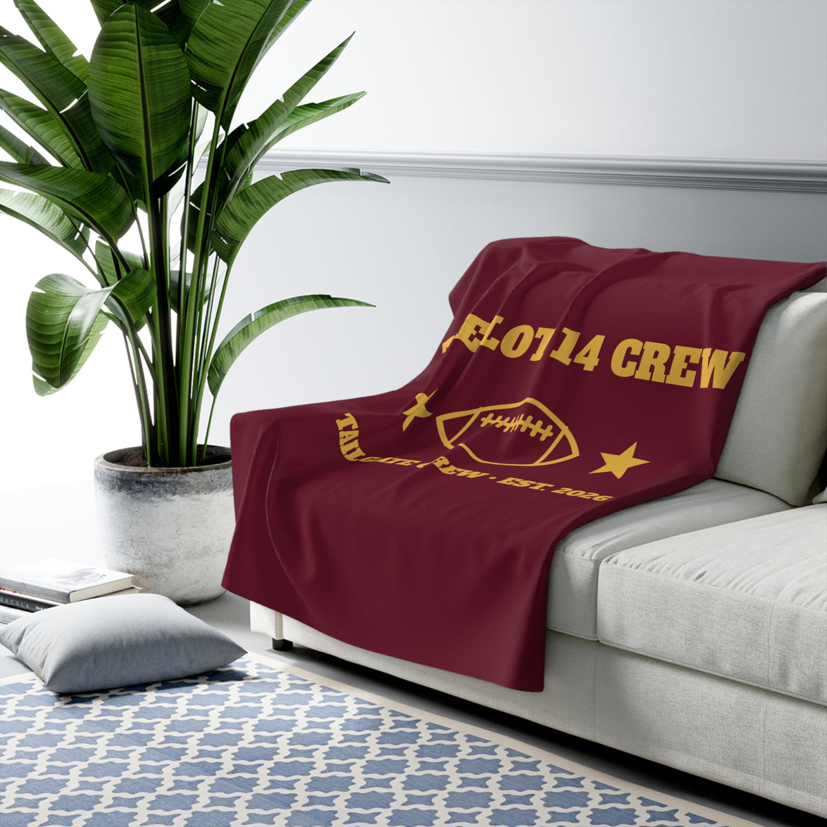 Personalized Tailgate Blanket, Custom Group Name Sherpa Fleece Throw, Football Game Day Blanket, Tailgate Crew Gift