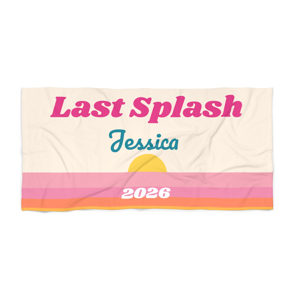 Personalized Bachelorette Beach Towel, Last Splash Custom Name Towel, Bride Beach Towel, Bachelorette Party Gift, Bridesmaid Pool Towel