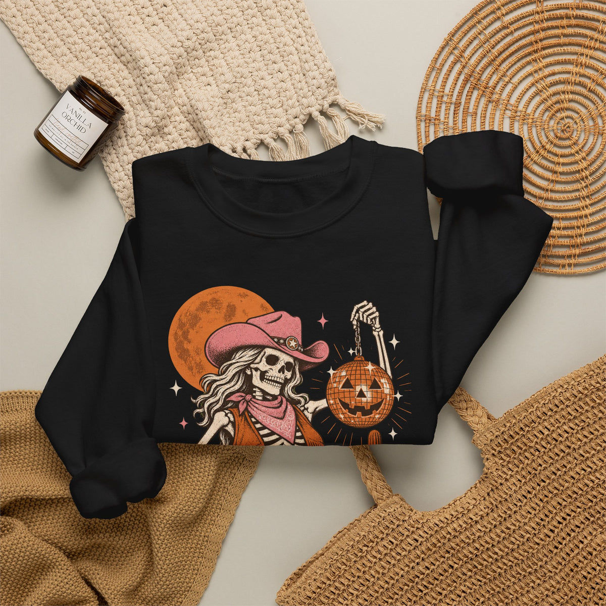Howdy Boo Skeleton Cowgirl Sweatshirt, Western Halloween Crewneck, Spooky Cowgirl Pumpkin Sweatshirt, Fall Halloween Gift