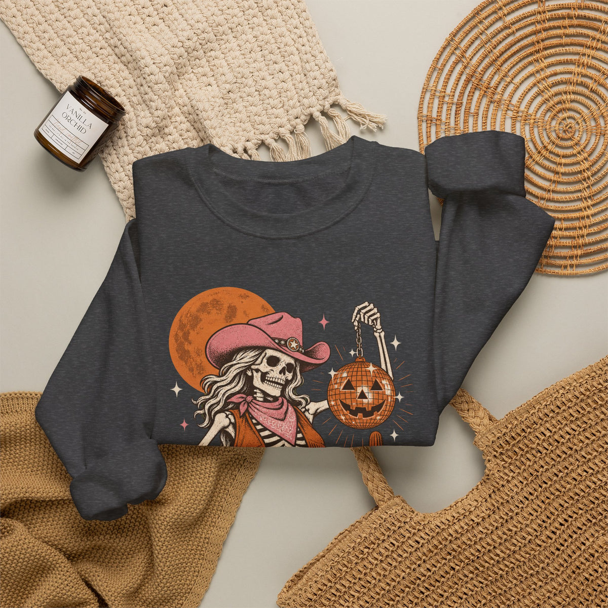 Howdy Boo Skeleton Cowgirl Sweatshirt, Western Halloween Crewneck, Spooky Cowgirl Pumpkin Sweatshirt, Fall Halloween Gift