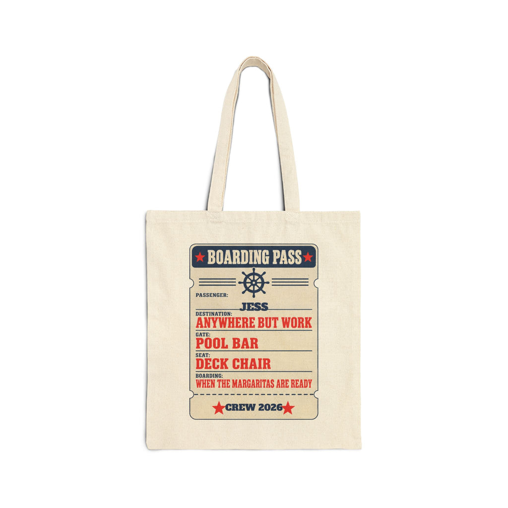 Personalized Boarding Pass Tote Bag, Custom Name Cruise Tote, Group Cruise Canvas Beach Bag, Girls Trip Tote, Bachelorette Cruise Gift