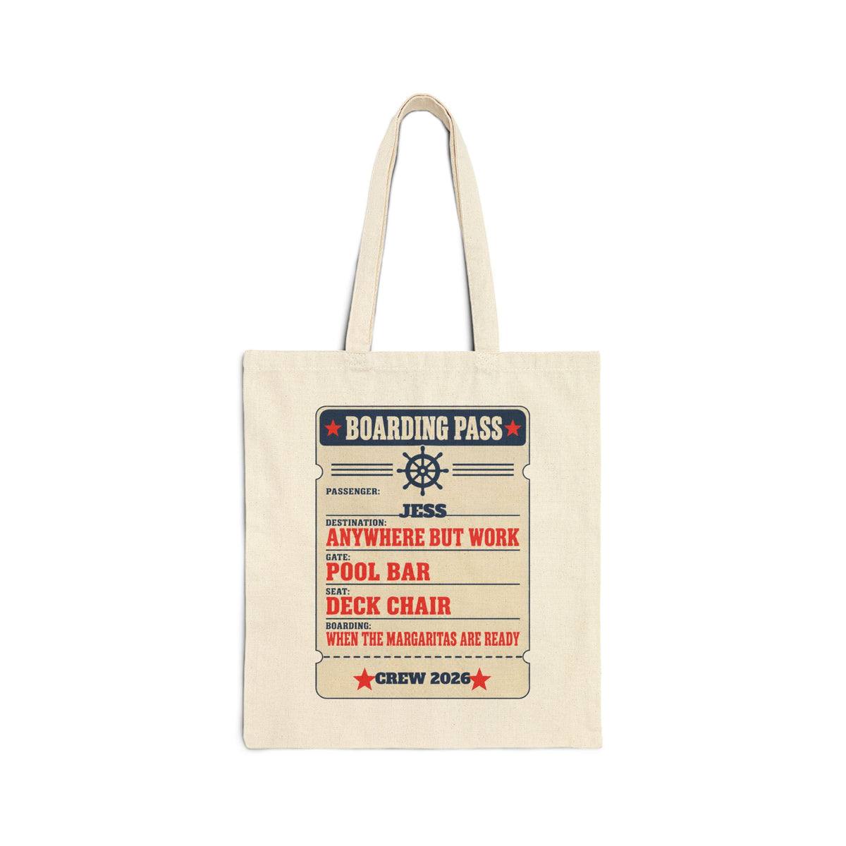 Personalized Boarding Pass Tote Bag, Custom Name Cruise Tote, Group Cruise Canvas Beach Bag, Girls Trip Tote, Bachelorette Cruise Gift